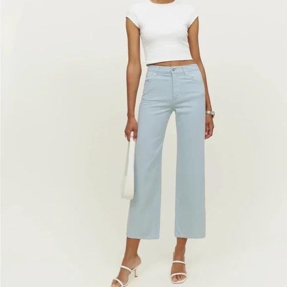 Reformation Cowboy High Rise Jeans -Powder Light Blue - Size 28 - Picture 3 of 10